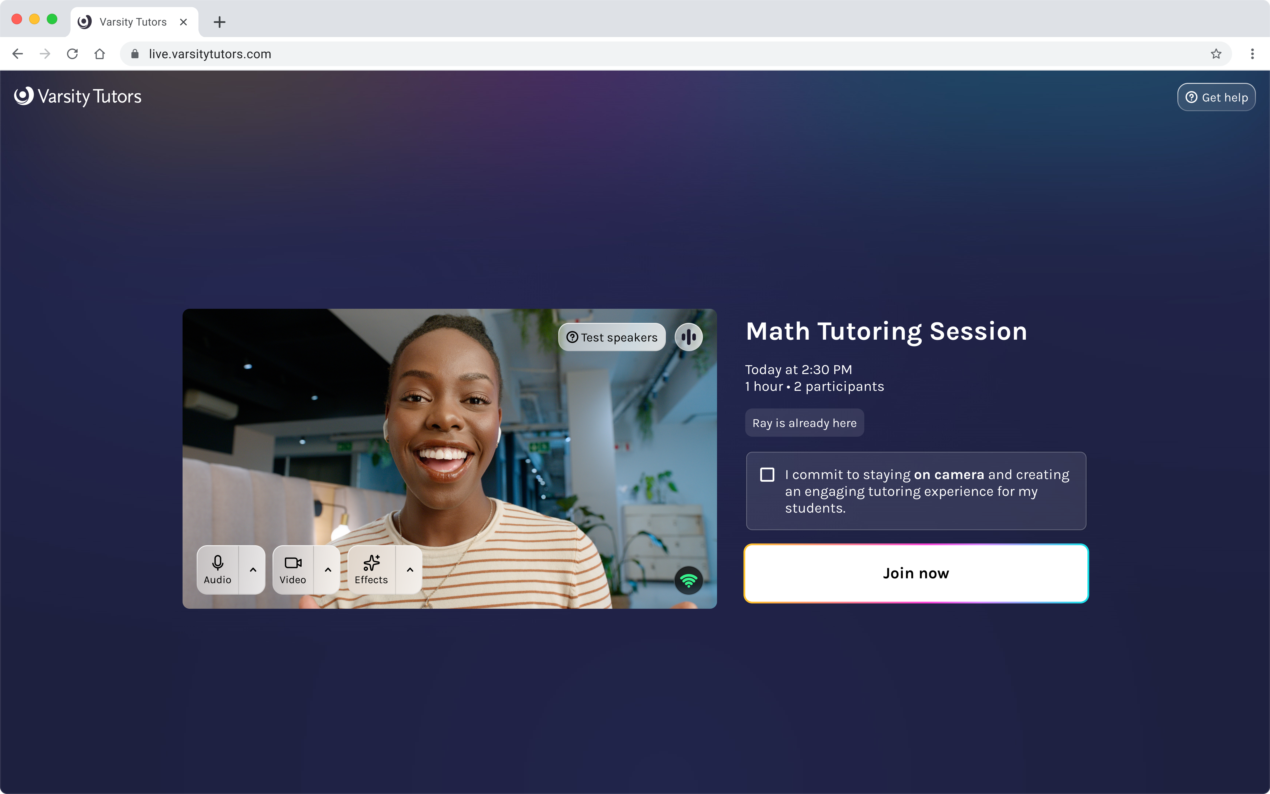 Green room experience